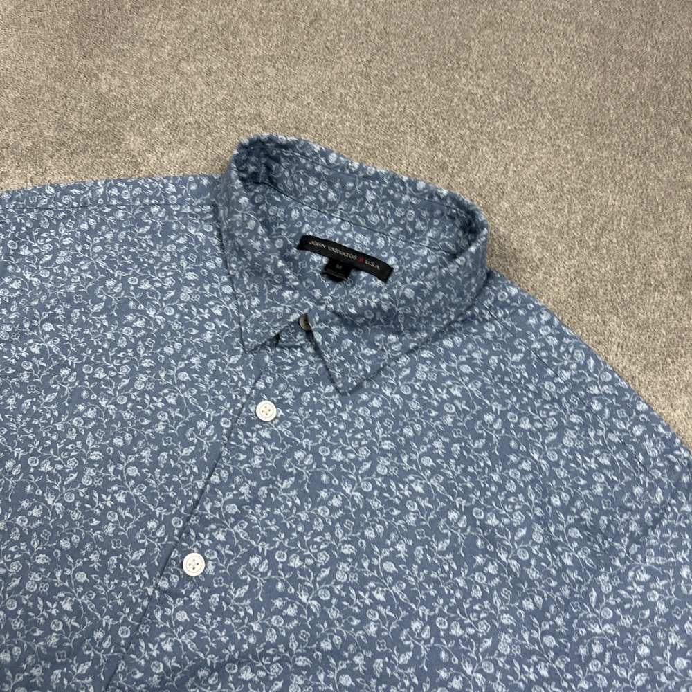 John Varvatos Shirt Mens Medium Short Sleeve Button Up Blue Floral Lightweight